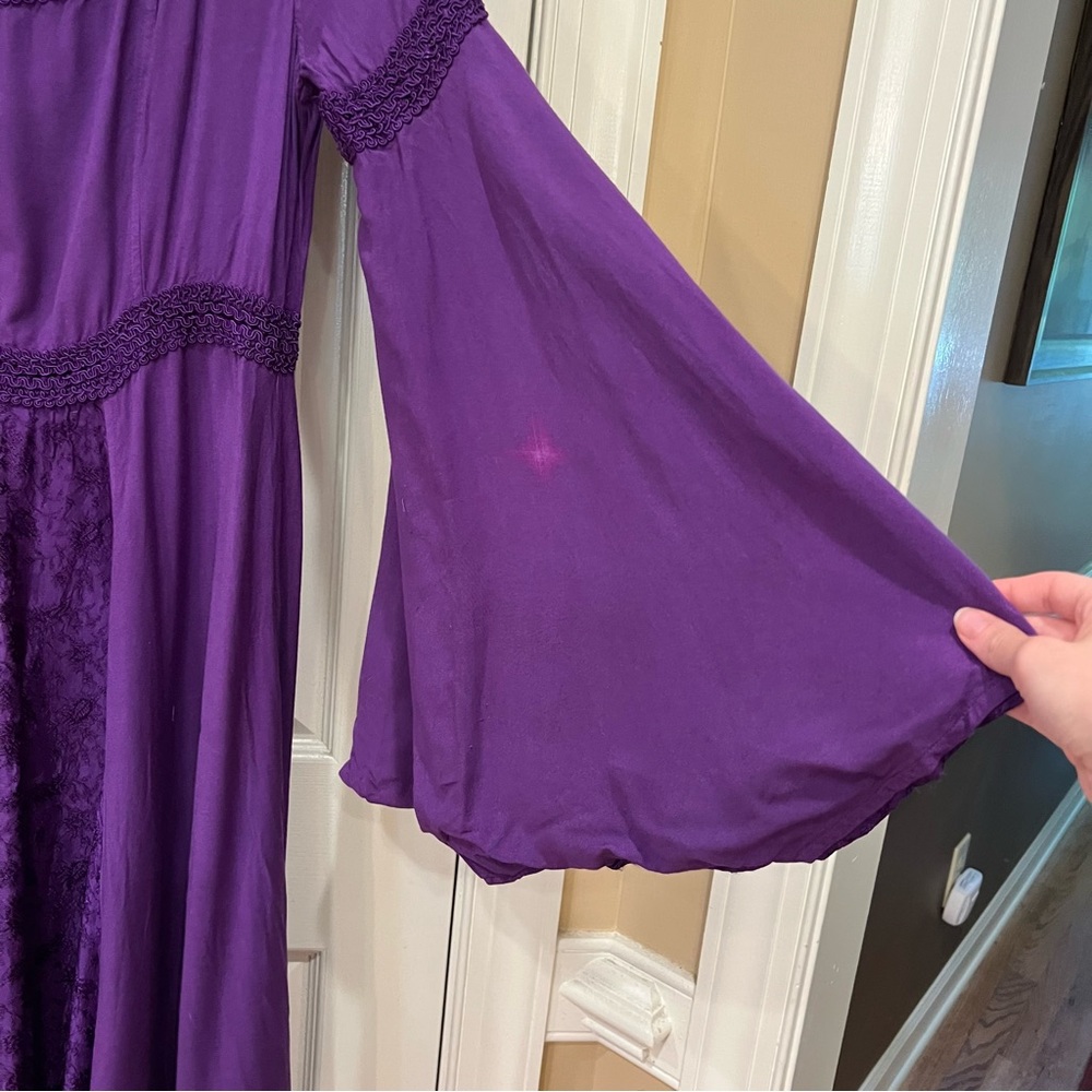 HolyClothing Arwen Dress Maxi Purple Bell Sleeves Renaissance Fair Celtic Large - Picture 8 of 12